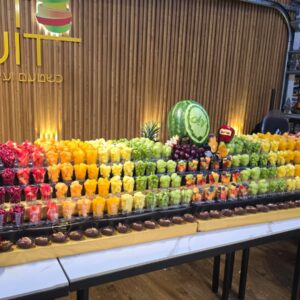 בר פסגות - בר כוסיות 5 קומות, 2 מטר, אבטיח מגולף + תפוחים מגולפים